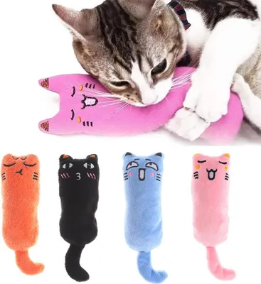 Produktbild von 4 Stück Katzenspielzeug mit Katzenkraut - Plüschkissen für Katzen mit Kratzfunktion