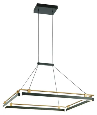 Zdjęcie produktu dla Lampa wisząca LED kwadrat Merlot czarno-złota 44W biała ciepła 1460lm metal wym:120x62x62cm IP20 Italux