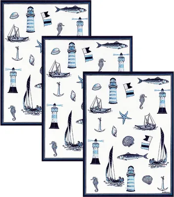 Produktbild von Kracht 3er Pack Halbleinen Geschirrtücher Maritim 50x70 cm