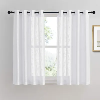 Obrázek produktu pro Omgoods – Lehké záclony, poloprůhledné – 132x137 cm – 2 kusy – s oky – 100% polyester – Ideální do obývacího pokoje/ložnice – záclony