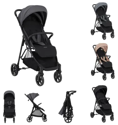 Zdjęcie produktu dla Kikkaboo spacerówka, wózek Alexa 22 kg składany, regulowane oparcie, szelki ciemnoszary