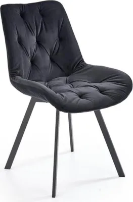 Produktbild von 2er Set Stühle K519, Schwarz, gepolstert, Stoffbezug, Metallgestell, 54x86x63 cm (BxHxT)