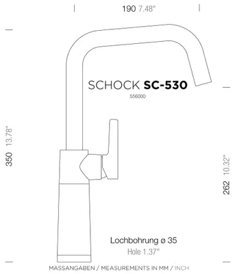 Produktbild von SCHOCK Armatur SC-530 in MAGNOLIA mit Festauslauf / CRISTADUR®