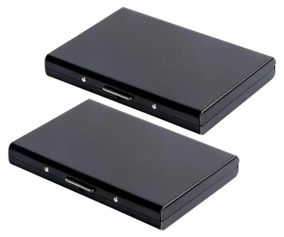 Produktbild von Credit Card Holder Kreditkartenetui, RFID Blocking Kreditkartenhülle Kreditkartenetui, Ausweihülle, Edelstahl RFID Blocking Wallet Credit Card Holder für Damen und Herren, 2 Stück, Schwarz