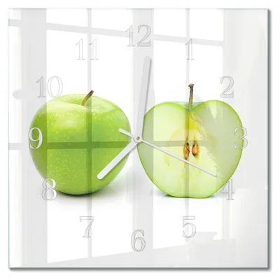 Produktbild von Tulup Glasuhr Wanduhr Küchenuhr Echt-Glas 30x30 cm Modern Dekorativ Geräuschlos Weiße Zeiger - Apfel