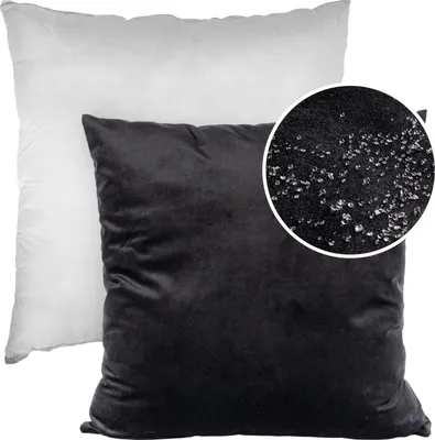 Produktbild von Dekokissen 60x60cm Kissenhülle mit Füllung Kissenbezug mit Reißverschluss Einfarbig Samt Uni Schwarz
