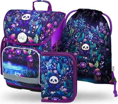 Produktbild von BAAGL Ergo Jungle Panda Schulranzen-Set 3tlg: Schulranzen, Federmäppchen, Turnbeutel
