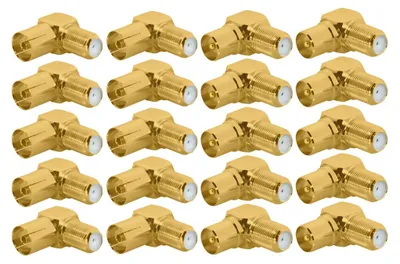Produktbild von ARLI 20x TV Winkeladapter vergoldet – IEC 9,5 mm 10x Stecker & 10x Buchse auf F-Kupplung | 90° Koax Adapter Set DVB-T2 DVB-C2