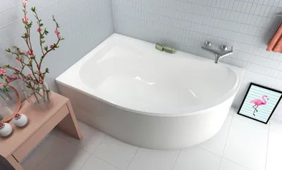Produktbild von ECOLAM Badewanne Eckwanne Eckbadewanne Acryl weiß Dora 170x110 cm LINKS + Schürze + Ablaufgarnitur Ab- und Überlauf Automatik Füße Silikon