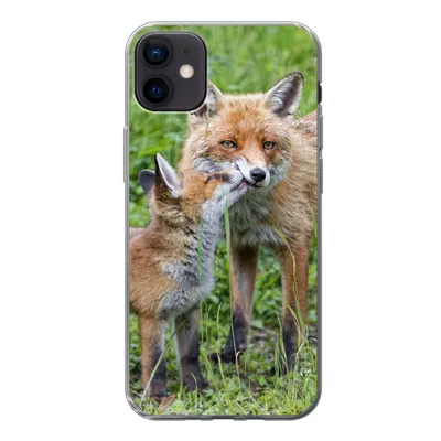 Produktbild von MuchoWow® Handyhülle Schutzhülle Hülle für iPhone 12 mini Füchse - Kind - Gras Silikon Softcase Handy Hülle - Bild