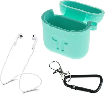 Immagine prodotto di Custodia "adatta" per Apple AirPods – Compatibile con AirPods 1 e 2 – Custodia morbida – Verde menta – Custodia protettiva