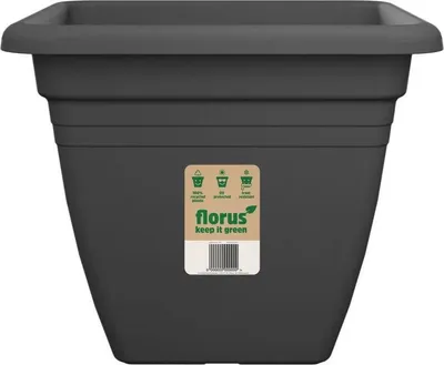 Produktbild von Quadratischer Kunststoff Pflanzkübel 40 cm Anthrazit für Balkon Terrasse