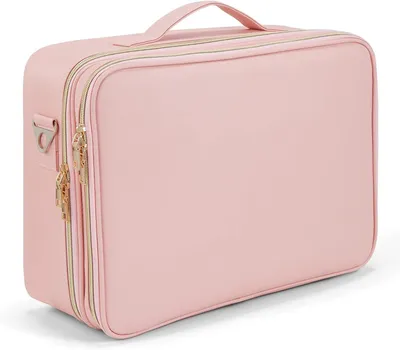 Zdjęcie produktu dla Kosmetyczka – organizer do przechowywania kosmetyków – regulowane przegródki – 40 x 29 x 12 cm – różowa