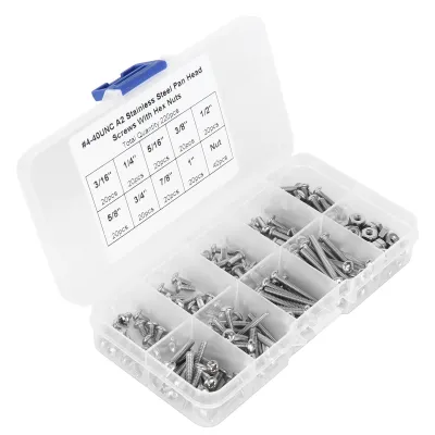 Image de Jeu de vis à tête cylindrique, Kit de vis assorties, Kit d'assortiment de vis, Vis à tête cylindrique, Vis en acier inoxydable, Vis à tête cylindrique en acier inoxydable
