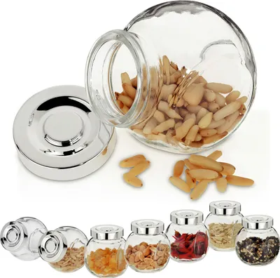 Image de Lot de 8 boîtes de conservation roses 200 ml Bonbonnière Pot à épices Couvercle à vis argenté Conservation Herbes aromatiques