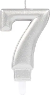 Produktbild von "Starlight Birthday" Zahlenkerze 9,3cm | Silber Zahl: 7