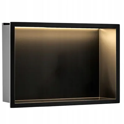 Produktbild von Badezimmer Wandnische Duschnische Duschregal mit LED Lichte Mattschwarz 45x30