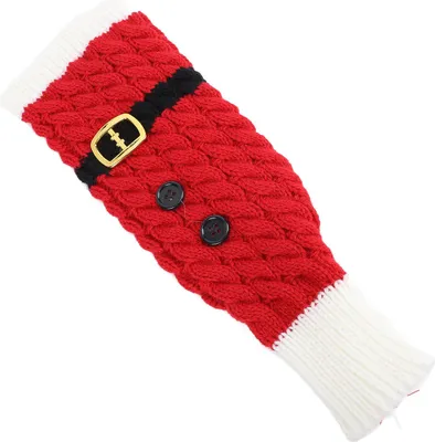 Imagen del producto de Funda tejida para botella de vino con diseño navideño, tipo suéter, reutilizable. Ideal para botellas de vino, botellas de agua y jarrones