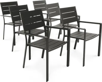 Produktbild von di volio 6er Set Gartenstühle Teri - schwarz, aus Aluminium und Kunstholz, modernes Design, robust & wetterfest