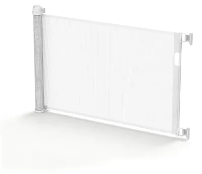 Obrázek produktu pro Bezpečnostní zábrana pro psy a kočky – výsuvná zábrana – pro dveře a schodiště – šířka 0–180 cm – plast – bílá barva