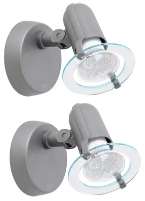 Produktbild von 2er Wandleuchte, grau klar, verstellbarer Strahler, H 16 cm