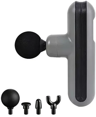 Immagine prodotto di Pistola massaggiante elettrica portatile con 5 livelli di velocità e 4 testine intercambiabili, ideale per il massaggio muscolare e il rilassamento dopo l'allenamento, ricarica USB.