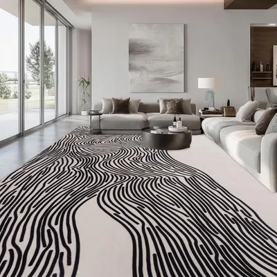 Image de Tapis beige abstrait pour salon et chambre