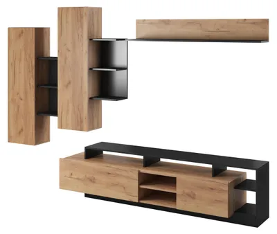 Obrázok produktu pre Modulárna TV skrinka, dub Craft / antracit, 260 x 40 x 171,5 cm