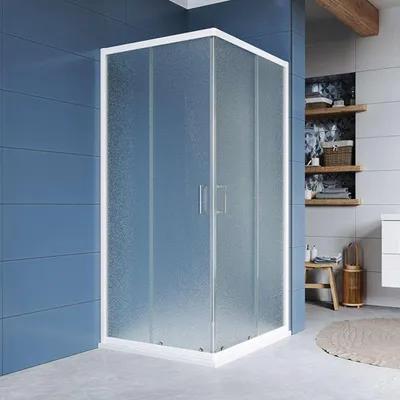 Productafbeelding van Mereo douchecabine, Kora, rechthoekig, schuifdeur, 90x80 cm, wit aluminium, glas "Grape" - CK34121Z