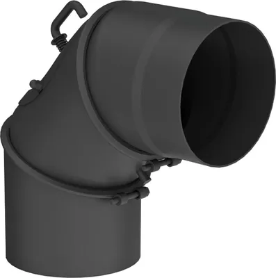 Produktbild von Ø 180 mm Ofenrohr Bogen drehbar 0-90° - mit Tür und Drosselklappe - schwarz
