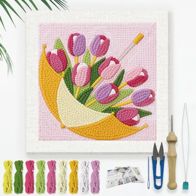 Punch Needle Set Tulpenblume 24x24 cm für Anfänger DIY