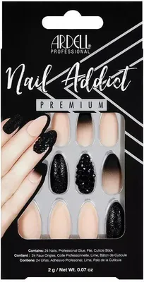 Immagine prodotto di Ardell | 28 Tips - Unghie artificiali - |Beige, Nero| - Taglia L - Tips - Colla per unghie - Borchie nere e rosa Ombre - Set completo