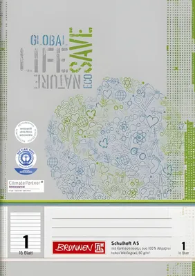 Produktbild von BRUNNEN Schulheft A5 Lineatur 1 16 Blatt Recyclingpapier 104518101