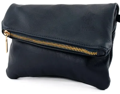 Productafbeelding van modamoda de - T95 - Handtas van Italiaans nappaleder, model: mini, kleur: donkerblauw