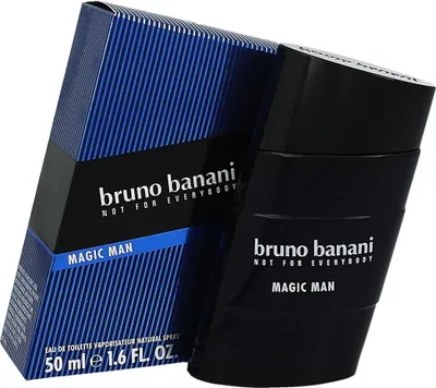 Zdjęcie produktu dla Bruno Banani Magic Man, Mężczyźni, 50 ml, Butelka jednorazowa, Kardamon, Gałka muszkatołowa, Pieprz, Nutmeg, Guatemala Cardamom, Incense, Black Peppe, Cyklamen, Piment, Drewniany