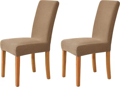 Produktbild von Stretch Stuhlhussen, Weiche Beschützer Stuhlhussen Anti-rutsch Stuhlhussen Stuhlbezug für Stuhl Esszimmer Für Bankett, Satz von 2, Leichter Kaffee