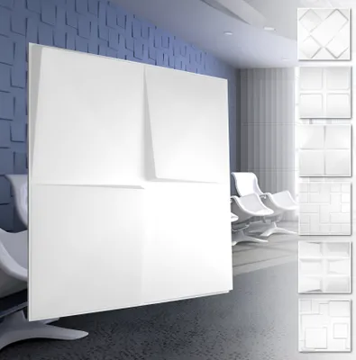 Produktbild von HEXIM 3D Wandpaneele, PVC Kunststoff weiß - Quadrat Design Paneele 50x50cm Wandverkleidung (3QM HD132) Schlafzimmer Wand Paneele glatt