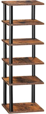 Productafbeelding van Schoenenrek, 6 lagen, hoekmodel, smal, 28 x 28 x 100,3 cm, donkerbruin-zwart