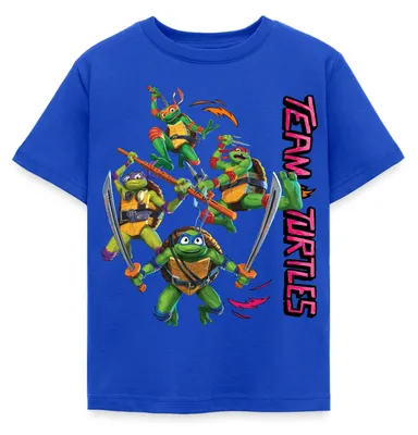 Produktbild von Spreadshirt TMNT Mutant Mayhem Team Turtles Kinder T-Shirt, 98/104 (3-4 Jahre), Royalblau