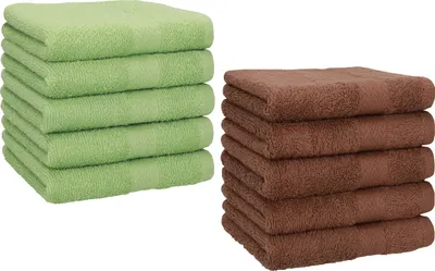 Produktbild von Betz 10 Stück Seiftücher 30x30 cm PREMIUM 100% Baumwolle  Farbe: apfelgrün und nussbraun