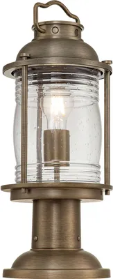 Produktbild von Sockelleuchte Glas Aluminium E27 IP44 47,1 cm hoch in Bronze brüniert rund Vintage Design Außenleuchte