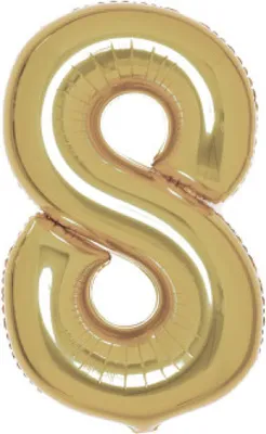Immagine prodotto di Palloncino in foil con il numero 8 dorato in oro bianco, 86 cm