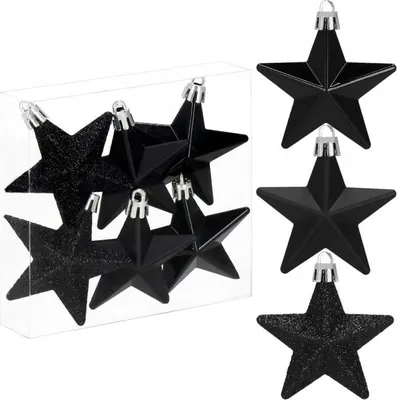 Image de Étoiles noires, lot de 6 pièces, décorations de Noël