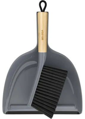 Obrázek produktu pro Sada na čištění: lopatka, kartáč, přenosná, bambusová rukojeť, šedá barva