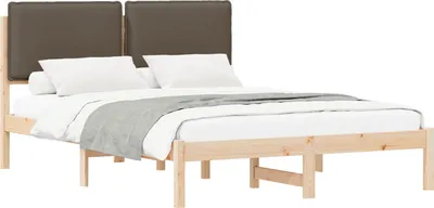 Produktbild von Bettgestell mit gepolstertem Kopfteil Taupe 140 x 200 cm