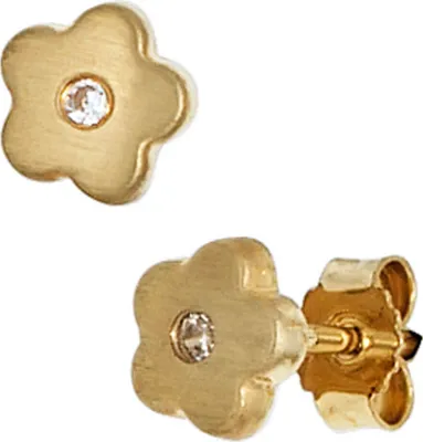 Produktbild von Ohrstecker Stecker Ohrringe Blume mit Zirkonia 333 Gelbgold Ohrschmuck