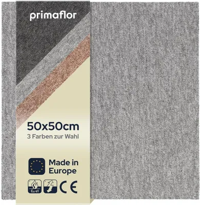 Produktbild von Primaflor Teppichfliese ASTRA - Hellgrau - 50x50cm - Selbstliegender, Strapazierfähiger Teppich Bodenbelag Nadelfilz