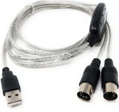 Produktbild von SYSTEM-S MIDI Interface SMA In und Out zu USB 2.0 Audio Kabel in Grau