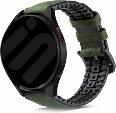 Produktbild von Strap-it Samsung Galaxy Watch 6 Classic 43mm Silikon/Leder Armband (Grün)