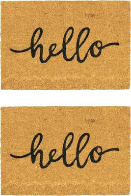 Produktbild von Nicola Spring Kokosfaser-Fußmatten – 60 x 40 cm – Hello – 2er-Pack